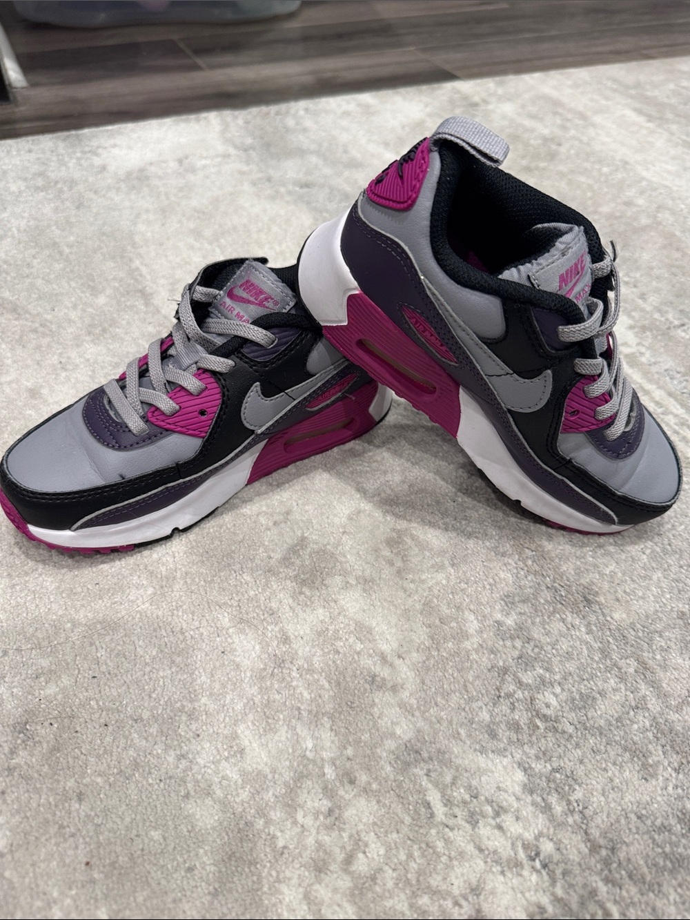 Nike Kids Air Max Sneakers in Gray, Black & Pink